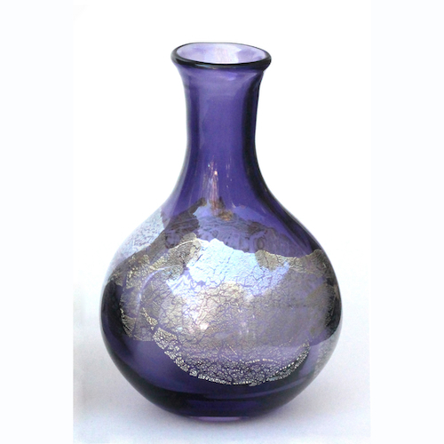 Click to view detail for DB-1016 Vase - Mini Purple Silver Leaf $56